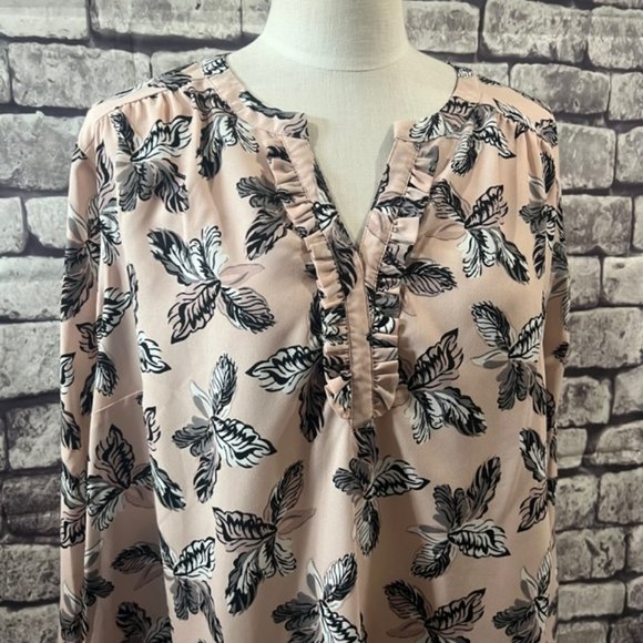 Lane Bryant Floral Long Sleeve Blouse Size 22 - Picture 2 of 11